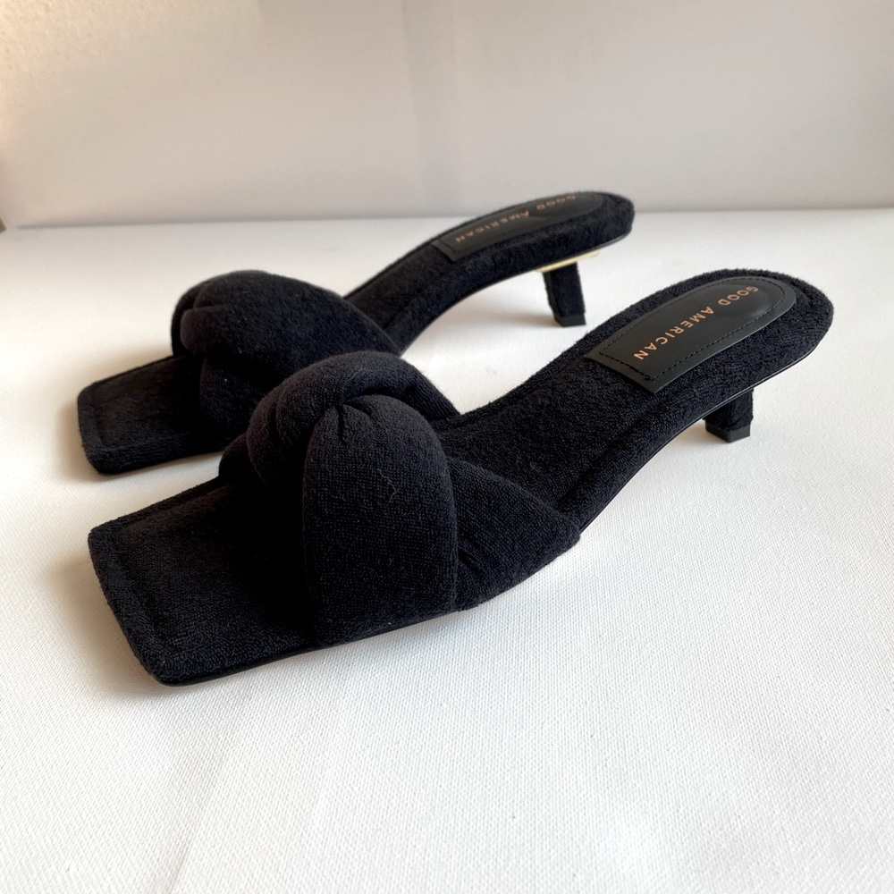 New Good American women’s slip on kitten heel- square toe-size 8.5 fast delivery